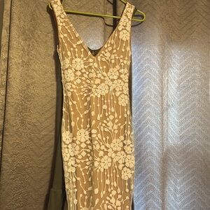 Nude/white midi dress